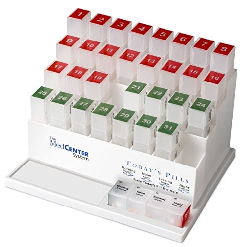 Medcenter Monthly Pill Box Organizer HSA/FSA, 4 Times a Day, Large 31 Daily Pill Cases with Compartments for Vitamins, Supplements, Medication, 31 Day Pill Organizer