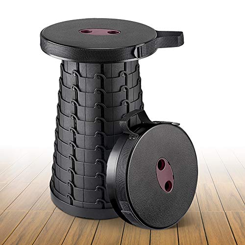 Folding Stool Portable Folding Camping Stool Retractable Adjustable Plastic Step Stool For Picnics Camping Fishing Hiking Bbq Item Weight 1.25Kg/2.8Lbs Kids Adult Black