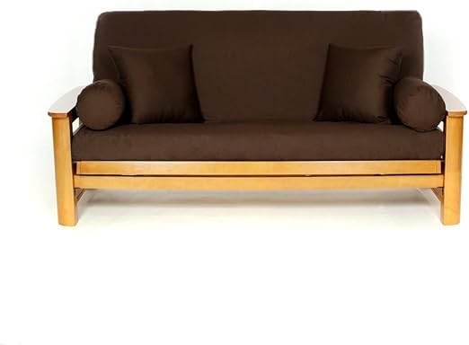 Amazon Com Royal Heritage Home Futon Cover 100 Cotton Full Size Brown Furniture Decor