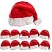 Funny Party Hats 10 Pack of Plush Santa Hats - Christmas Hats Bulk - Elf Hat - Traditional Red Xmas Hats