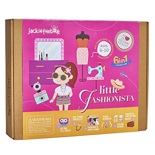 Fashion Themed Art and Craft Kit for Girls | 6 Craft Projects in 1 Box | Best Girl Gift for Ages 6 7 8 9 10 Years | Includes Beautiful Felt and Foam Embellishments (Little Fashionista 6-in-1)