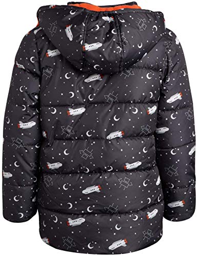 Wippette Boys' 2-Piece Heavyweight Snowsuit with Puffer Jacket and Snow Bib Pants, Size 5, Charcoal/Orange Space