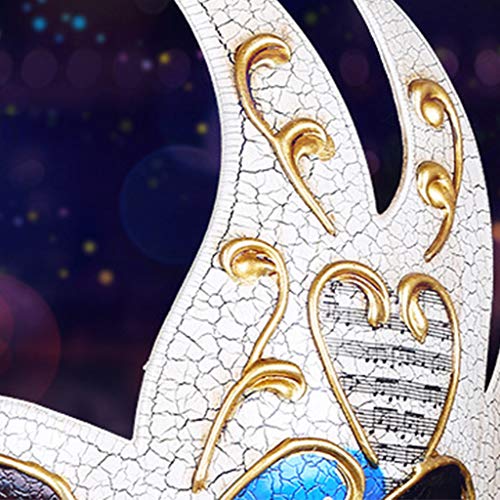 Men's Masquerade Mask Halloween Costume Vintage Venetian Checkered Musical Party Mardi Gras Mask (Blue -2, Free) - Thumbnail 3