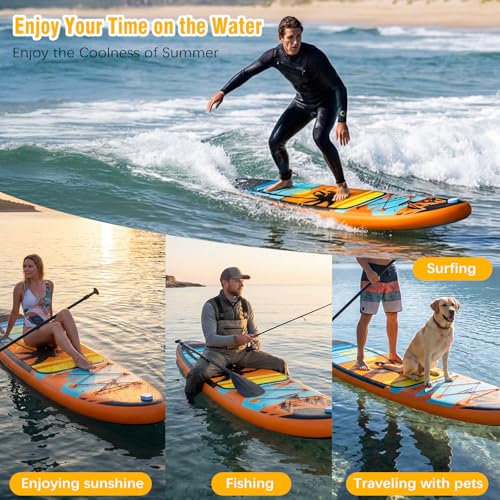 Adult Inflatable Surfboard, 320 cm Inflatable Sup with Accessories: Paddle, Pump, Fish Fins *3, Load Capacity of 135 kg, Plus Sup Board for All Levels Surfers