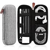 AGPTEK Apple Pencil 2 Case Holder, Premium Carrying Case for Stylus iPad Pro Pen, Pencil, Samsung, Huawei, Apple Pen Accessories, USB Cable, Earphone, Fountain Pen, Gray