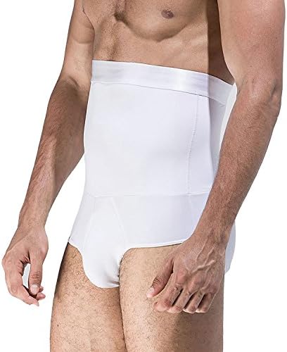 SAILORSTAR Men's High Waist Underwear Slimming Body Shaper Tummy Control Shapewear Waist Trimming Brief(Medium/32.28-36.22" Waist, White)