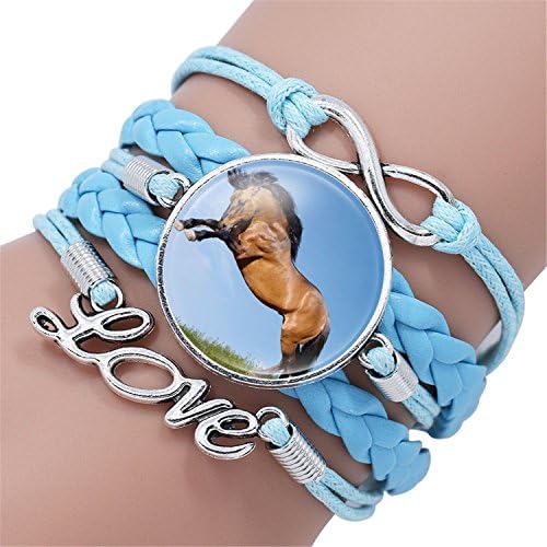 KEBINAI Fashion Horse Love Leather Infinity Wrap Bracelet Bangle For Women Handmade Glass Cabochon Horse Jewelry Best Gift,12003303