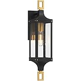 Savoy House 5-275-144 Glendale Vintage Clear Seeded Glass Outdoor Wall Lantern, 1-Light 60 Watt, 21" H x 5" W, Matte Black & 