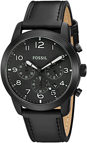 Fossil Men's FS5157 Pilot 54 Chronograph Black Leather Watch