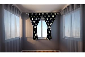 FOHOG Superhero Bedding Set with Beach Towel, Fleece Blanket, Bedspread Set, and Curtain Set for Kids (Black Curtain Set)