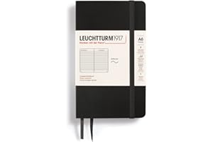 LEUCHTTURM1917 - Notebook Softcover Pocket A6-123 Numbered Pages for Writing and Journaling (Ruled, Black)