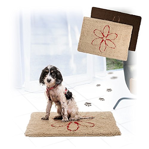 Walky Dog Walky Dog Dirty Dog Rug Microfiber Extra Thick Dog Pet Doormat Anti Slip Backing Super Absorbent (Chocolate, L 35.5