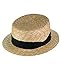 NYFASHION101 Unisex Grosgrain Ribbon Straw Skimmer Boater Hat