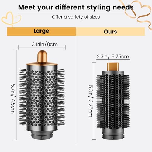 LBOYLOVE® Upgraded Round Volumizing Brush Attachment for Dyson Airwrap – Compatible with HS01/HS05/HS08, Premium Bristles for Dry Hair, Root Lifting & Bang Styling, Smooth Voluminous Results