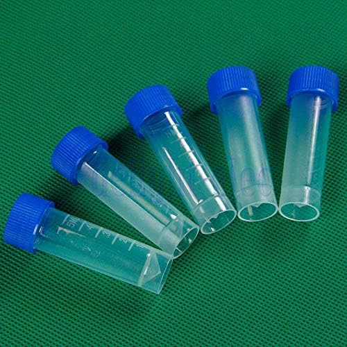 60pcs Plastic Graduated Vial Tube with Screw Caps,Blue Color,5ml