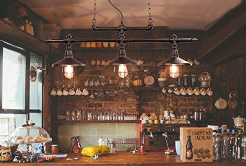 Lika 3-Light Pendant Light 40'' Barn Farmhouse Industrial Bronze Black Kitchen Island Light Fixtures for Dining Room, Bedroom, Farmhouse, Pool Table - Thumbnail 4