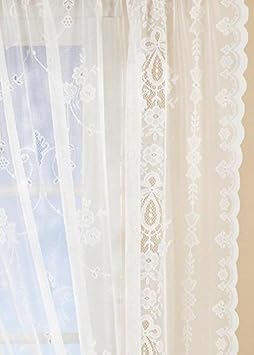 Chantilly Vintage Lace Voile Curtain Panel Slot Top Header In