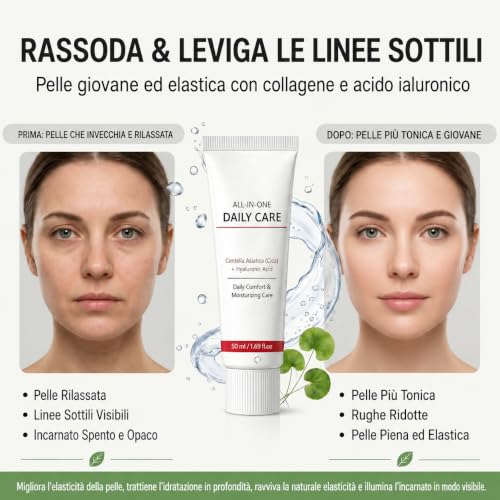 Korean Age Reset Cream, 50 ml Moisturizing Face Cream with Centella Asiatica (Cica) and Hyaluronic Acid, Hydrates and Moisturizes, Reduces Wrinkles (2 Sticks)