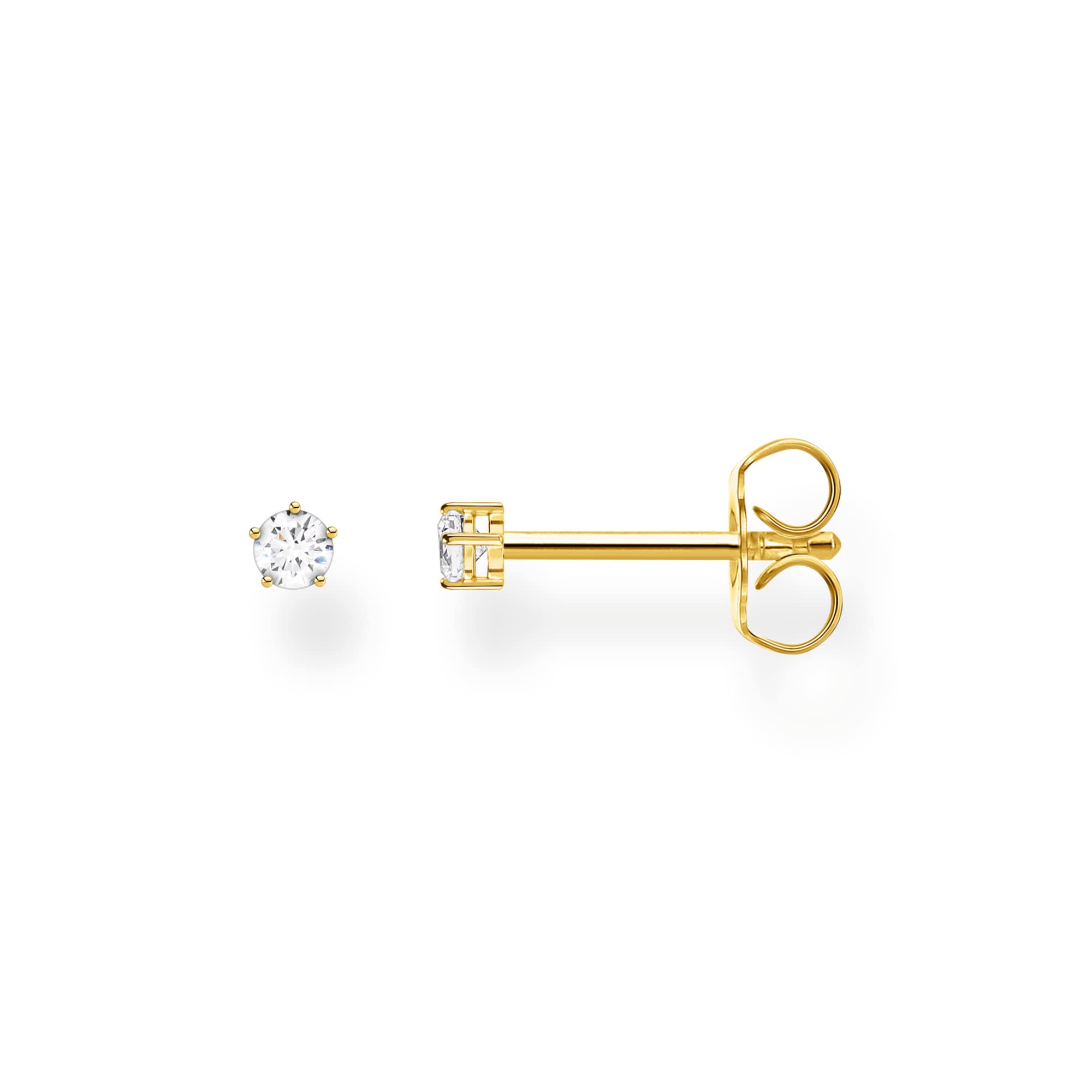 THOMAS SABO Single ear stud white stone small gold 925 Sterling Silver, 18k Yellow Gold Plating