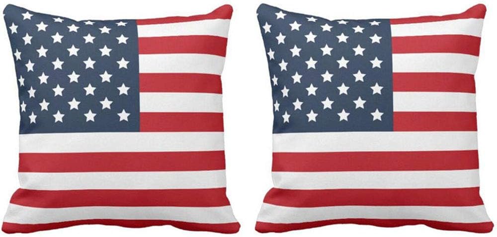 NEWWEIC 4th of July Decorations Throw Pillow Covers 18x18 inch Set of 2, Independence Day Patriotic American Flag Pillowcase Stars Stripes Cushion Case for Sofa Couch Car