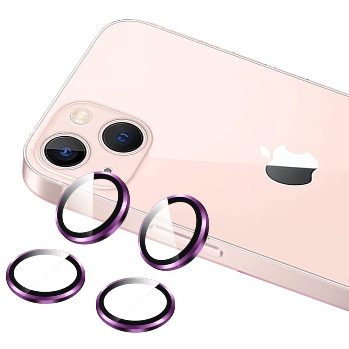 ELCYO Camera Protector Compatible with iPhone 13/13 mini Camera Lens Protector, HD Clear Tempered Glass Aluminum Alloy Lens Screen Cover Film 9H Hardness Scratch Resistance Bubble Free, Colorful