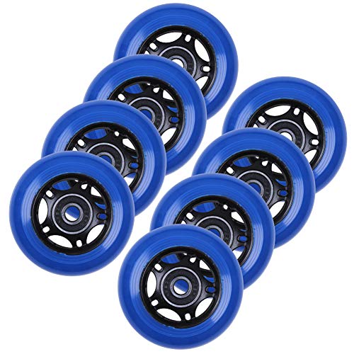 AOWISH 8-Pack 64mm Inline Skate Wheels 85A Inline Skates Replacement Wheel with Bearings ABEC-9 (Blue) - Thumbnail 3