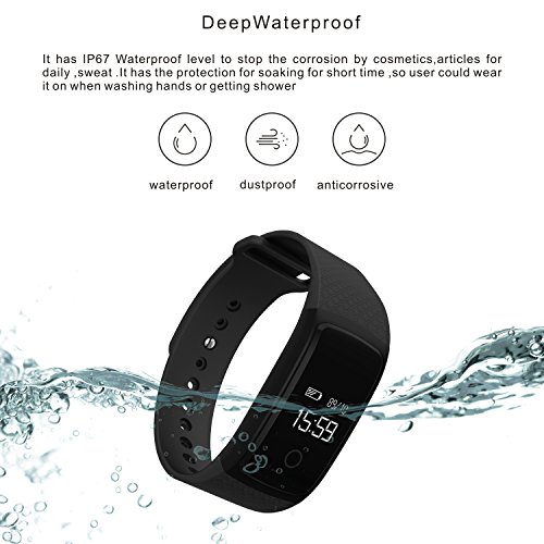 LogHog Fitness Tracker,IP67 Waterproof Sports Smart Wristband with Blood Oxygen Monitor/Blood Pressure/Heart Reate Monitor for Android Phone and IOS IPhone (Black)