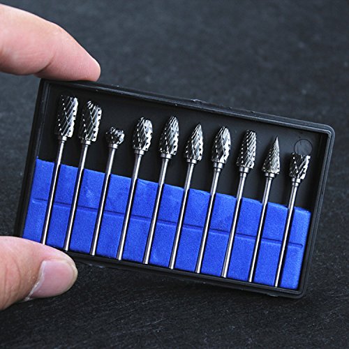 10pcs 2.35mm Shank Tungsten Steel Solid Carbide Rotary Files Diamond Burrs Set Fits Dremel Rotary Tool for Temporary Crown or Woodworking Drilling Carving Engraving by Dr. House - Thumbnail 2