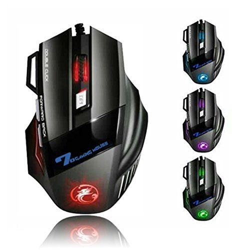 Gaming Mouse,Dinpei Professional Optical USB Wired Game Mouse With 3200 DPI , 7Button ,4 Color LED Breathing Light For PC,Laptop,Pro Game Notebook,Desktop,Macbook - Black