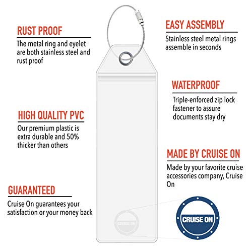 Cruise On Royal Caribbean Cruise Luggage Tag Holder (4 Pack) – Fits All Royal Caribbean Ships, Durable Travel ID Holders for 2025-2026 Cruises, Clear Waterproof Cruise Essentials