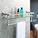Alise Bathroom Glass Shelf Wall Mounted, Tempered Glass Bathroom Shelf with Towel Bar, SUS304 Stainless Steel Modern Floating Shelf, Brushed Nickel, 20 inch