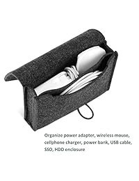 ProCase Bolsa de almacenamiento de fieltro, portátil, accesorios electrónicos de viaje, bolsa organizadora para MacBook, portátil, ratón, adaptador de alimentación, cables, banco de energía, accesorios de teléfono celular, cargador SSD HHD