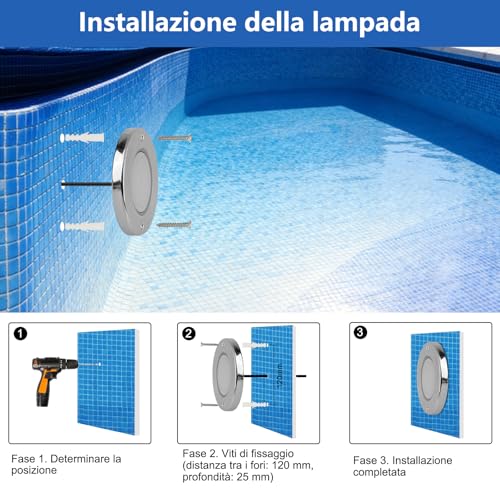 COOLWEST Resin Filled LED Pool Light, 18 W RGB LED Spotlights Ultra-Flat Lighting Stainless Steel, Pool Lights with Remote Control, IP68 Waterproof, 24 V DC, Dimmable