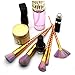 FONY Unicorn Makeup Brushes 5 Pcs Professional Unicorn Makeup Brush Set, Muliticolor Premium Silky Soft Synthetic Bristles with Golden Alicorn Handle Cosmetics Brush Kit (5,Golden)
