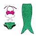Little Girls 3 Pcs Princess Mermaid Swimmable Bikini Set Swimwear (120(5-6t), Hotpink-Green)