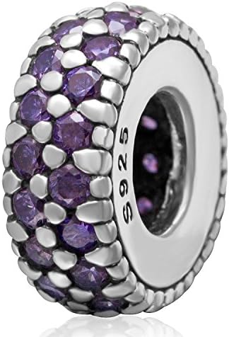 Spacer Bead charm 925 Sterling Silver Birthstone Charm Crystal Charm Spacing Bead Birthday CHARM Christmas Charm for Charms Bracelets (G)