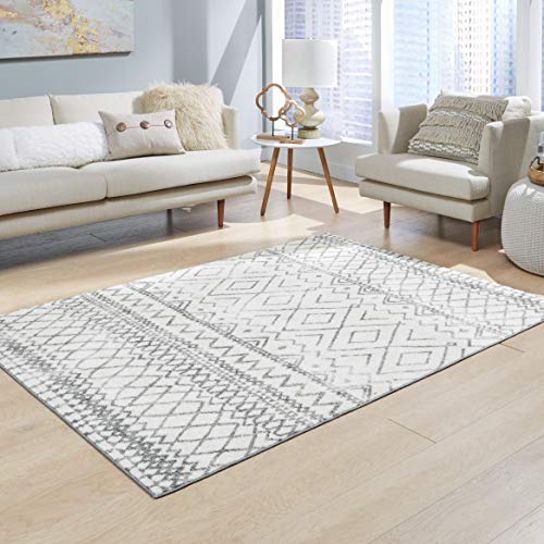 Maples Rugs Abstract Diamond Modern Distressed Area Rugs Carpet for