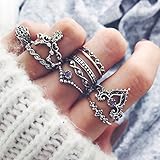 Dolland 10 PCS Ancient Silver Ring Ornaments Retro Geometric Arrows Ring Diamond ring