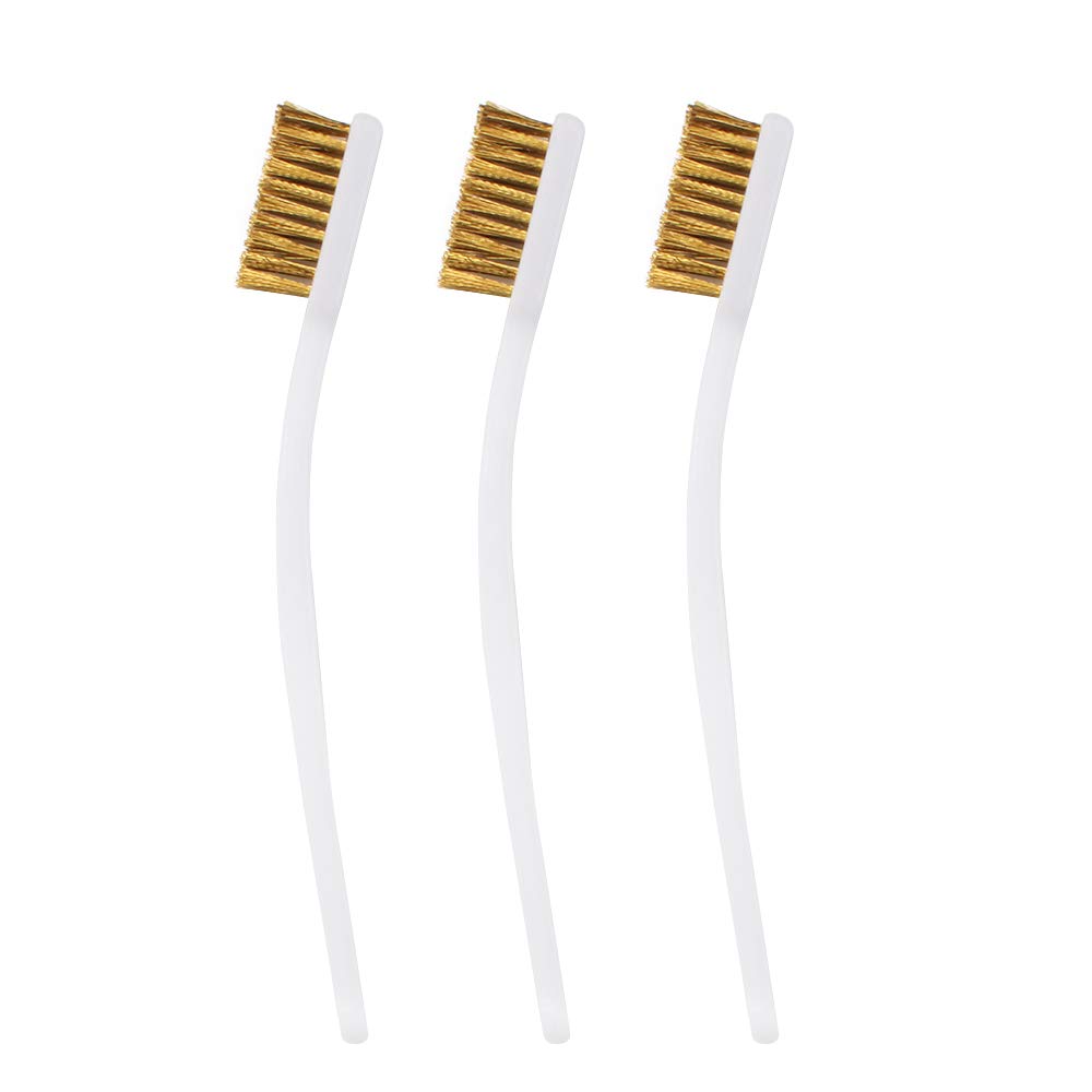 Huayue 3-Piece Copper Wire Toothbrush Set, Mini Wire Brush for Cleaning Welding Slag, Rust, and 3D Printer Nozzles