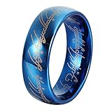 8mm Blue Tungsten Ring with 
