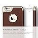 iPhone 6S Plus Case, elago [Leather Hole Flip] - [Card Slot][Screen Protection][Premium Hybrid Construction] - for iPhone 6/6S Plus (Brown/Champagne Gold)