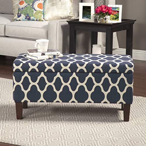 HomePop Large Upholstered Rectangular Storage Ottoman Bench with Hinged