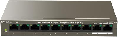 Tenda TEF1110P-8-102W 8-Port 10/100 PoE Gigabit Desktop Network Switch 63W/102W