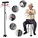 Sminiker Professional LED Safety Folding Walking Cane, Safety LED Walking Stick with Alarm and Carrying Bag for Old Gentleman or Lady Aluminum Alloy Foldable Cane with Light