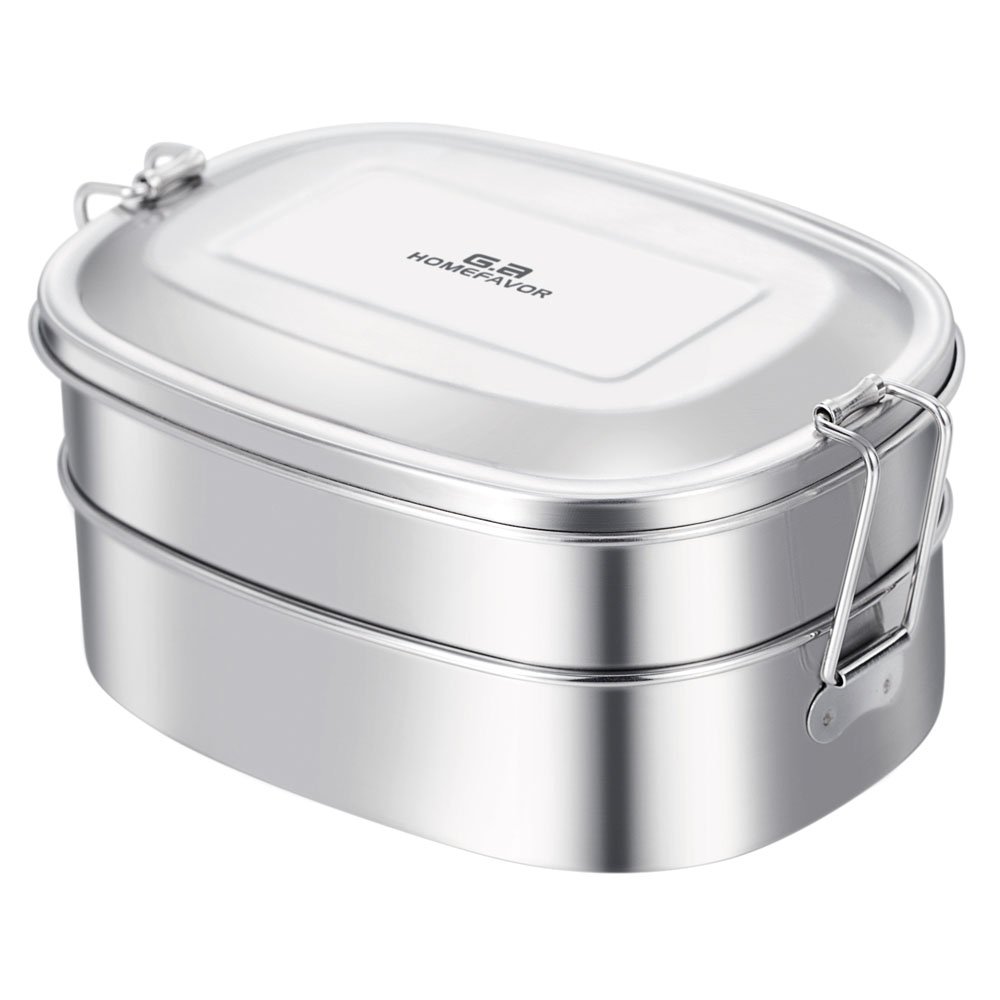 G.a HOMEFAVOR 1000ml Stainless Steel Lunch Box 2-in-1 Bento Box Eco-Friendly Food Container