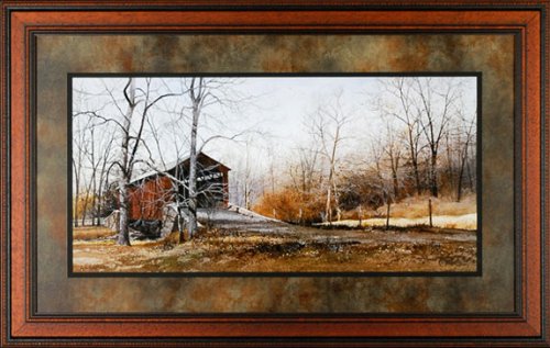 Kissing Bridge Ray Hendershot 41x26 Gallery Quality Framed Art Print Covered Bridge Picture Painting
