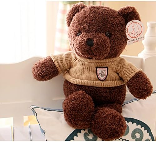 RBL Sweater Teddy Bear Doll Recording Winnie the Plush Toy Hug Baby Bear Doll Holiday Birthday Gift (50cm(Recording time 60s), Coffee)