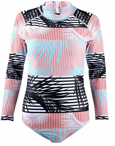 squaregarden One Piece Swimsuits for Women,Sun Protection Long Sleeve Rash Guards Surfing Beachwear