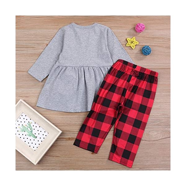 Christmas Clothes Kids Toddler Baby Girls Long Sleeve Snowman Dress Shirt Snowflakes Pants Fall Winter Outfit Set (12… - Image 5