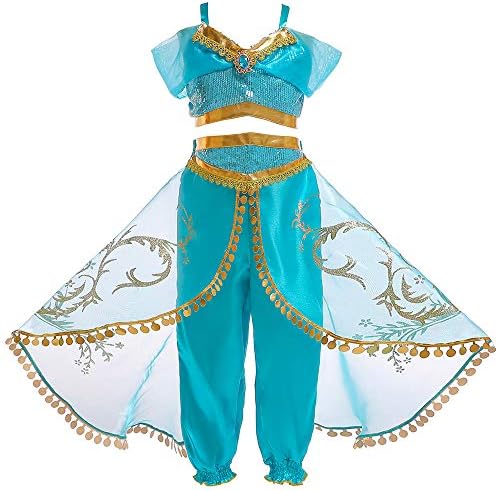 HHFF Christmas children's dress aladdin lamp cos Jasmine Princess skirt character performance clothing two-piece set